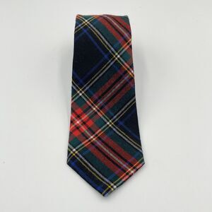 Vintage VIYELLA Cotton Wool Plaid Neck Tie 3 1/4" x 57" Red Green Holiday